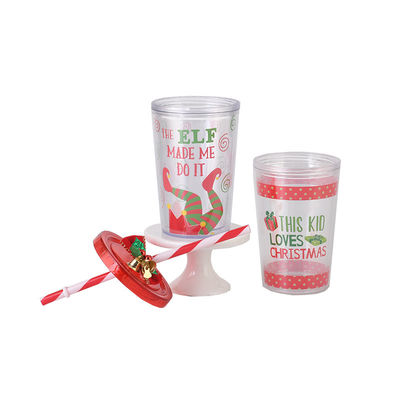 Reutilizável 10oz design bonito parede dupla acrílico transparente plástico de água tumblers com palha