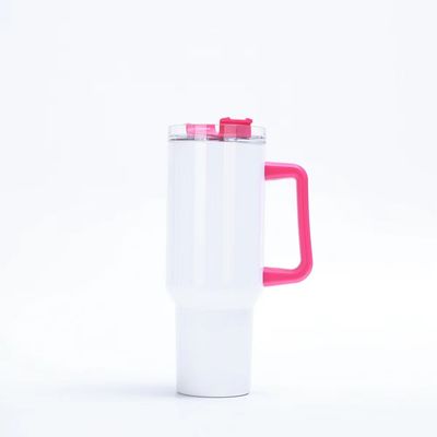 HANDGRIP 40oz Tumbler com tampa de palha e alça de aço inoxidável reutilizável Tumbler para copos de carro coloridos