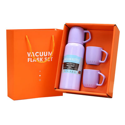 Garrafa de água isolada a vácuo de aço inoxidável com 2 xícaras 550ml Set de presentes de negócios