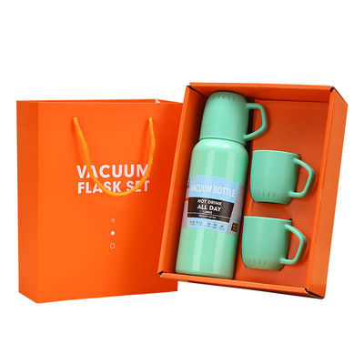 Garrafa de água isolada a vácuo de aço inoxidável com 2 xícaras 550ml Set de presentes de negócios
