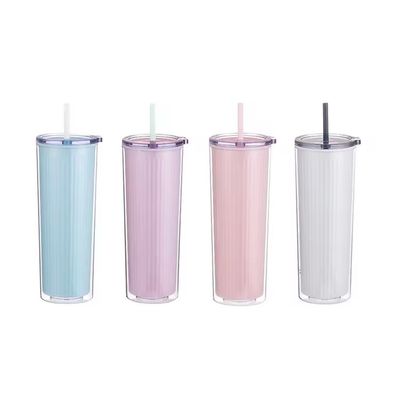 24oz de plástico acrílico colorido e ecológico garrafas de água de parede dupla copos de tumbler