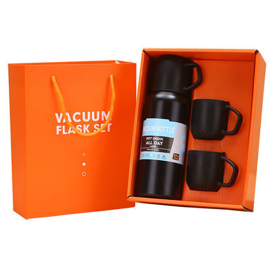 Garrafa de água isolada a vácuo de aço inoxidável com 2 xícaras 550ml Set de presentes de negócios