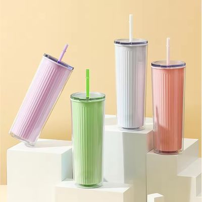 24oz de plástico acrílico colorido e ecológico garrafas de água de parede dupla copos de tumbler
