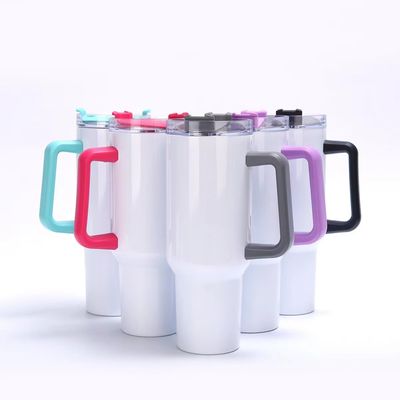Reutilizável Tublers de aço inoxidável Copas de carro de cor Tumbler com alça e tampa de palha