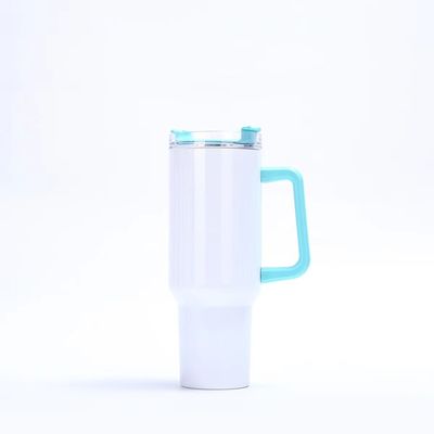 Reutilizável Tublers de aço inoxidável Copas de carro de cor Tumbler com alça e tampa de palha