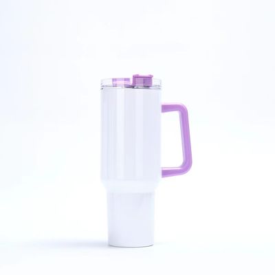 Reutilizável Tublers de aço inoxidável Copas de carro de cor Tumbler com alça e tampa de palha