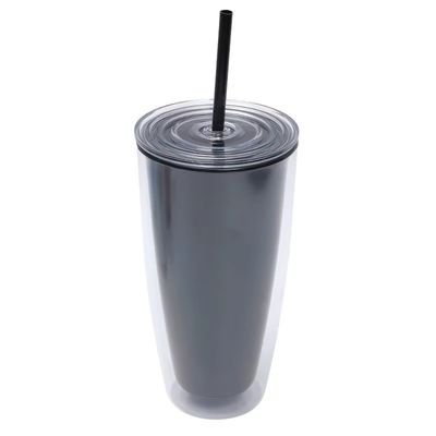 TOUR Aplicável Adultos 24oz BPA livre Dupla parede de plástico Tumbler com palha e tampa