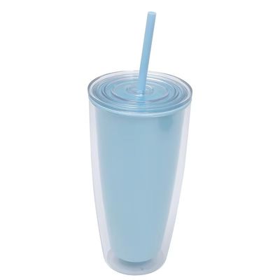 TOUR Aplicável Adultos 24oz BPA livre Dupla parede de plástico Tumbler com palha e tampa