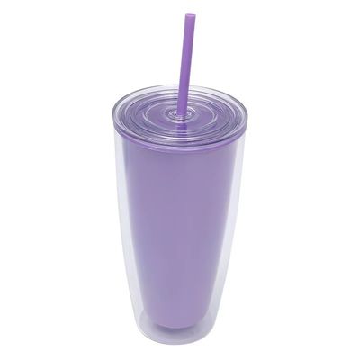 TOUR Aplicável Adultos 24oz BPA livre Dupla parede de plástico Tumbler com palha e tampa