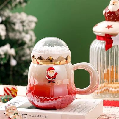 Natal Papai Noel caneca de cerâmica com alça desenho animado criativo 2 cores ótimo