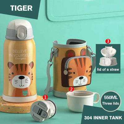 Aço inoxidável 550ml Logotipo personalizado Bounce Straw Cover Thermos Cup para Camping Estudantil