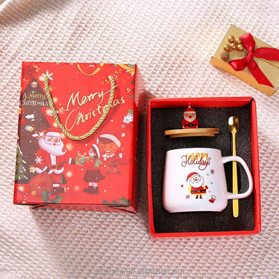 2024 Best Sale Natal Mug Cup Gift Sets Com Copo de Cobertura Para Pais de Família Mães Adolescentes 11.2*12.3cm