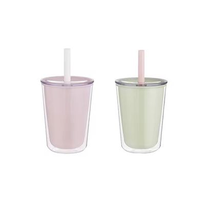Garrafa de água de plástico portátil de parede dupla com canela Copo de bebidas de grande capacidade