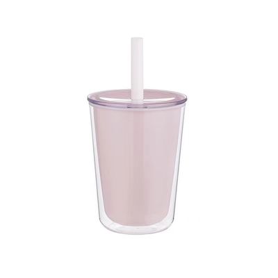 Bottle de água de plástico de parede dupla de grande capacidade com copo de bebida