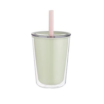 720 ml de capacidade de garrafa de água de plástico de parede dupla com palha