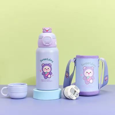 Garrafa de água portátil com tampa Design moderno Copo de água de desenho animado