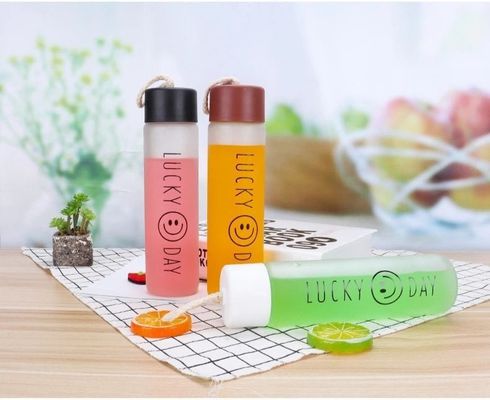 Em estoque, garrafa de água de vidro de 400 ml para caminhadas e atividades ao ar livre, feita sob medida, aceita