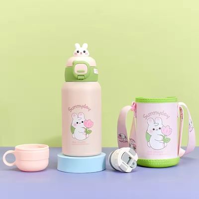 Mantenha quente 3-6 horas Cartoons lindos para crianças Flasca de água isolada de aço inoxidável 500ml