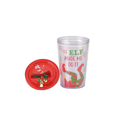 10oz de plástico de camada dupla BPA GRATUITO Copo de água potável de palha com estilo de design bonito