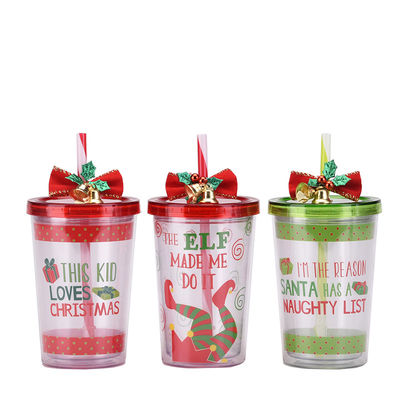 Presente de Natal personalizado Unisex Copo de água potável de camada dupla com sino e acessórios
