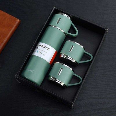 Capacidade 500ml Conjunto de presentes corporativos personalizados com garrafa de água de aço inoxidável e tampas