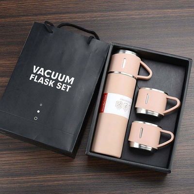 Capacidade 500ml Conjunto de presentes corporativos personalizados com garrafa de água de aço inoxidável e tampas