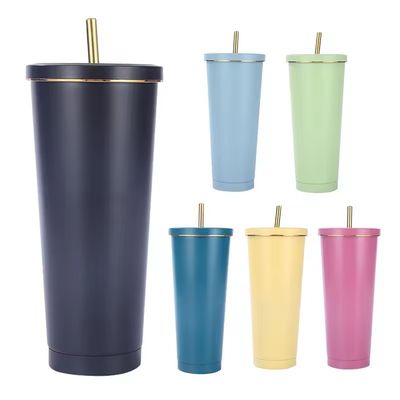 Taça de café de aço inoxidável preto fosco 500 ml/750 ml