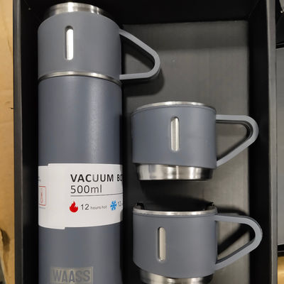 500 ml de frasco de água de termo de aço inoxidável com 3 portas para viagens ao ar livre