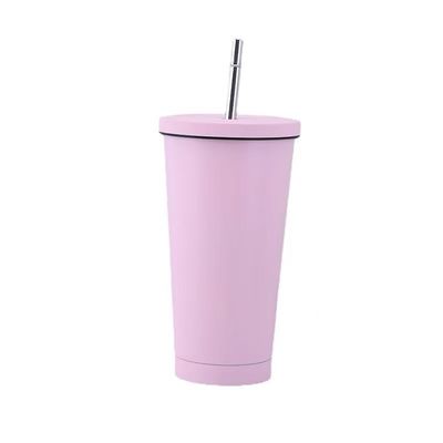 Copo de vácuo de aço inoxidável de parede dupla de 750 ml, com cálice de café isolado com palha