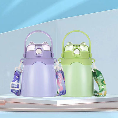 Outdoor Style Custom Double Wall Vacuum Flask Garrafa de água de aço inoxidável com palha