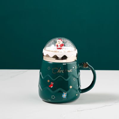 2023 Papai Noel Mug Cerâmica Tumbler de café com tampa de bola de neve e desenho animado