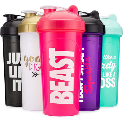 Impressão de logotipo em relevo 600ml Shaker Cup para Unisex Protein Fitness Gym Garrafa de água