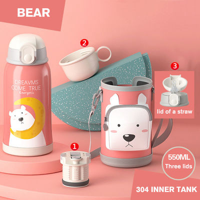 Logotipo personalizado Copo infantil de aço inoxidável Cartoon Thermos Flask para ar livre