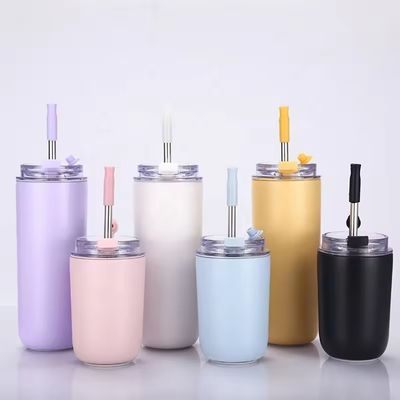 Bebês BPA livre Tumbler com palha Dupla parede de aço inoxidável Vacuum Cup 280ml/500ml