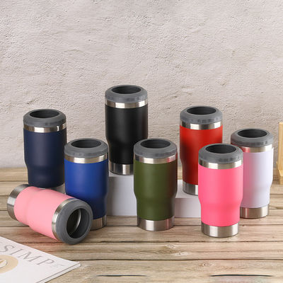 4 em 1 Sublimação de cerveja Refrigerador de lata recta 14 oz para acampar com 2 tampas para o exterior