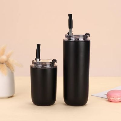 500ml Logotipo personalizado Dupla parede 304 aço inoxidável Vacuum Cup Tumbler de café com palha