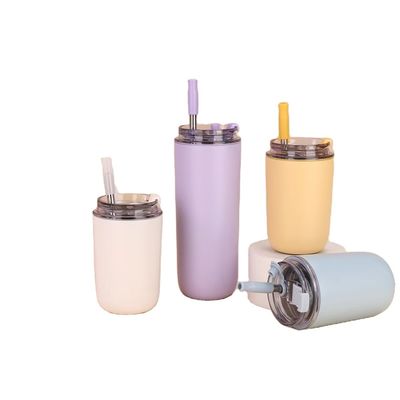 500ml Logotipo personalizado Dupla parede 304 aço inoxidável Vacuum Cup Tumbler de café com palha