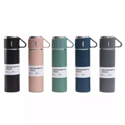 500 ml de frasco de vácuo de aço inoxidável isolado a vácuo com 3 copos