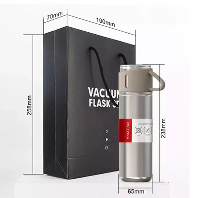 500 ml de frasco de vácuo de aço inoxidável isolado a vácuo com 3 copos