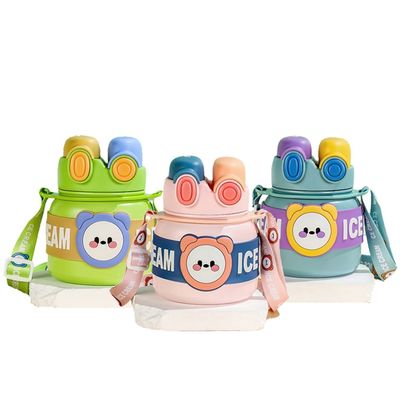 Produção Copo infantil Termos portátil 850ml garrafa de água de aço inoxidável com palha