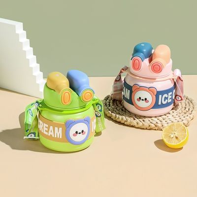Produção Copo infantil Termos portátil 850ml garrafa de água de aço inoxidável com palha