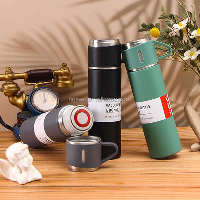 Logotipo personalizado de Natal Viagem Comércio Conjunto de presentes 500ml Flasca de vácuo de aço inoxidável