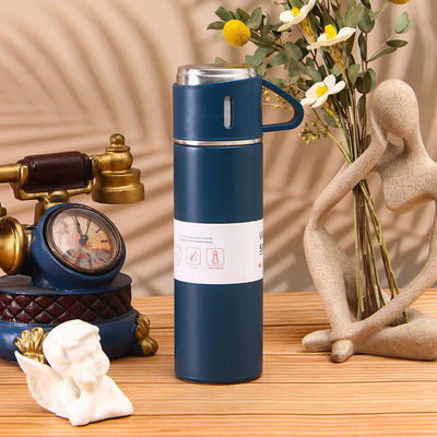 Logotipo personalizado de Natal Viagem Comércio Conjunto de presentes 500ml Flasca de vácuo de aço inoxidável