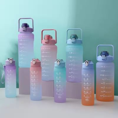 Set de garrafas de água de plástico esportivo de grande capacidade 2000ml 900ml 300ml para uso ao ar livre
