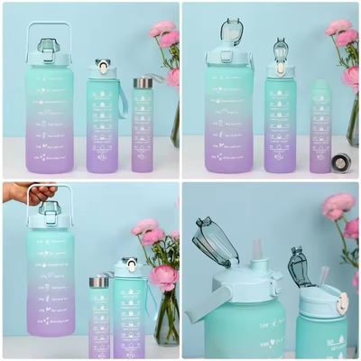 Set de garrafas de água de plástico esportivo de grande capacidade 2000ml 900ml 300ml para uso ao ar livre