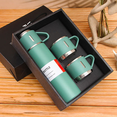 Conjunto de presentes de negócios corporativos 201 frasco de vácuo de aço inoxidável com 3 canecas ligáveis