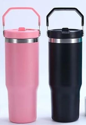 30 oz de água esportiva de aço inoxidável com palhinha e alça