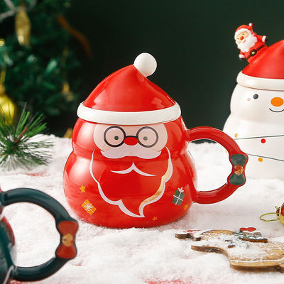 Taças de Café Criativas Azul ou Vermelho Cute Tea Milk Snowball Cup para Férias de Inverno
