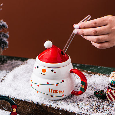 Taças de Café Criativas Azul ou Vermelho Cute Tea Milk Snowball Cup para Férias de Inverno