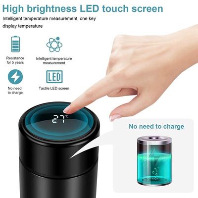 Garrafa termo isolada a vácuo sem BPA com display de temperatura LED e infusor de chá